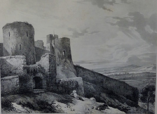 Hubert Intérieur des ruines du château de Mozun (1833) Auvergne