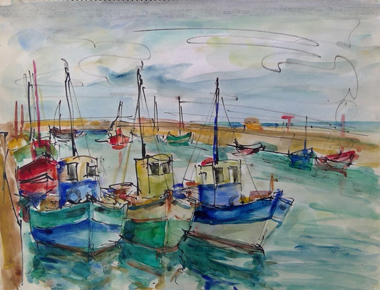 Harentz Dessin Chalutiers dans un Port de l’Atlantique