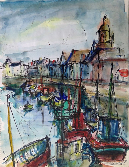 Harentz Dessin Chalutiers à quai dans un Port de l’Atlantique