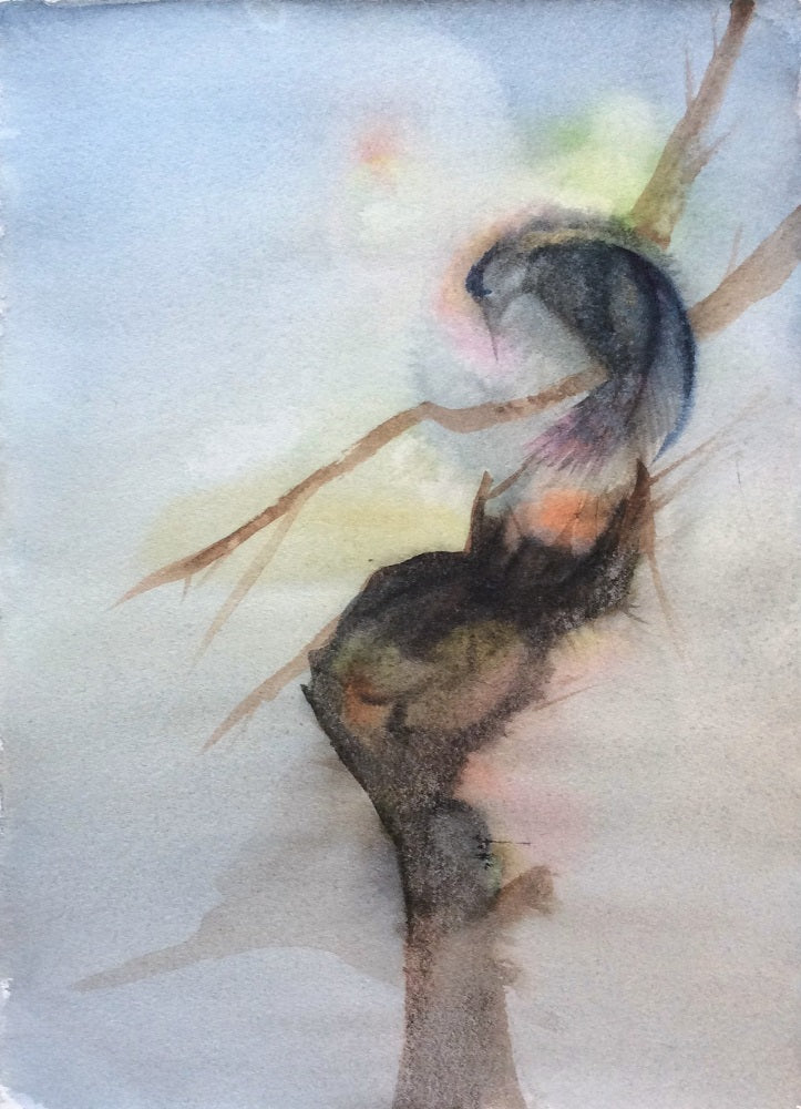Janoir Oiseau sur une branche (Dessin années 1980)
