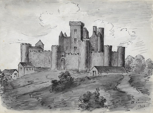 Larroche Vieille Auvergne Château de Chazeron en 1450 (Dessin 1913)