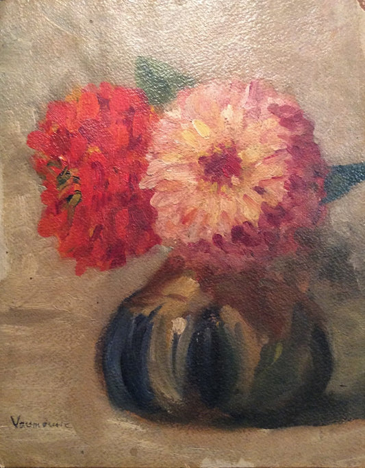 Vaumousse Vase aux Dahlias Nature morte 20e