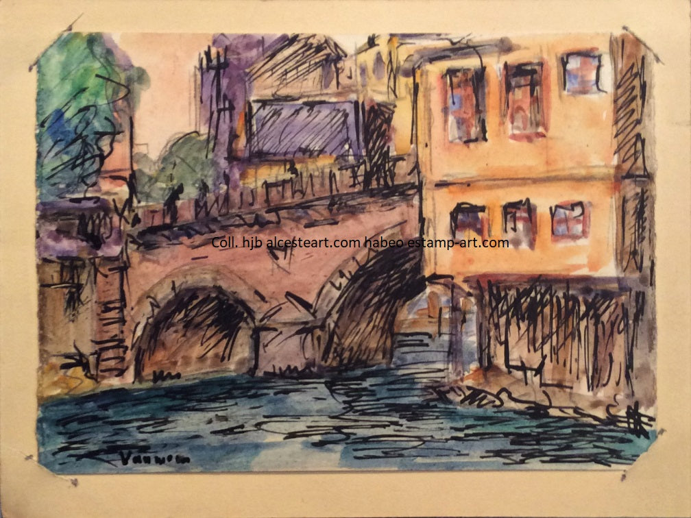 Vaumousse vieux pont à Lourdes sur le Gave (> 1935)