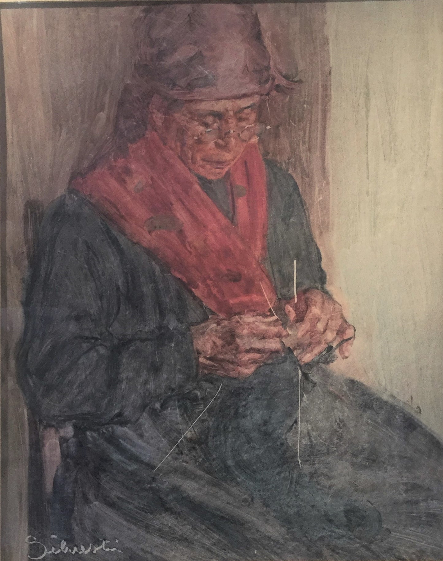 Silvestri Vieille Femme cousant 1936